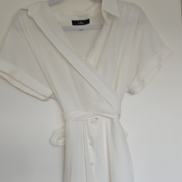 Lulu's Elegant White Wrap Dress - Picture 4 of 5